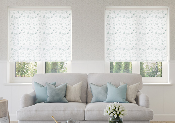 Botanical Watercolour, Blue Seafoam - Twist&Fit Roller Blind - Image 3